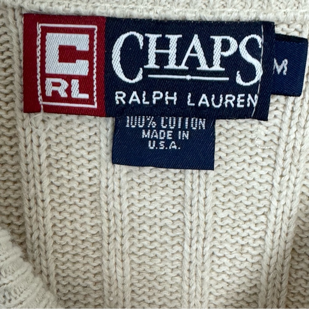 Chaps Ralph Lauren Men’s cotton Beige cable Knit Sweater size‎ M - Picture 4 of 8